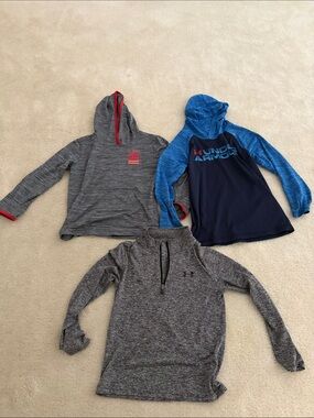 Under Armour Boys' Hooded and Quarter-Zip Tops - Blue, Navy & Gray